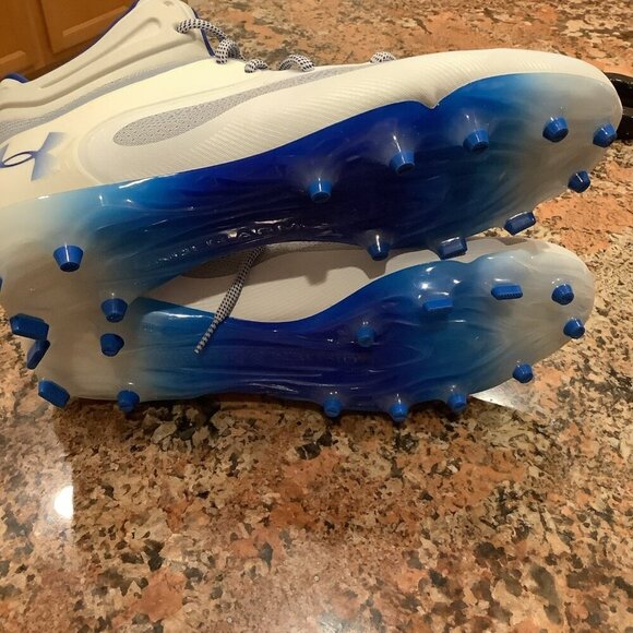 Under Armour Size 13.5:Men\'s Command MC Mid Lacrosse/Football Cleats White/Royal main image 4